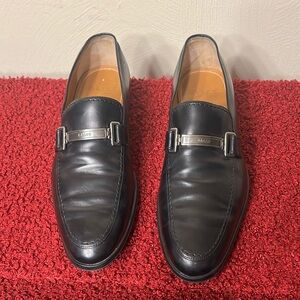 Bally Black Leather Slip-On Loafers